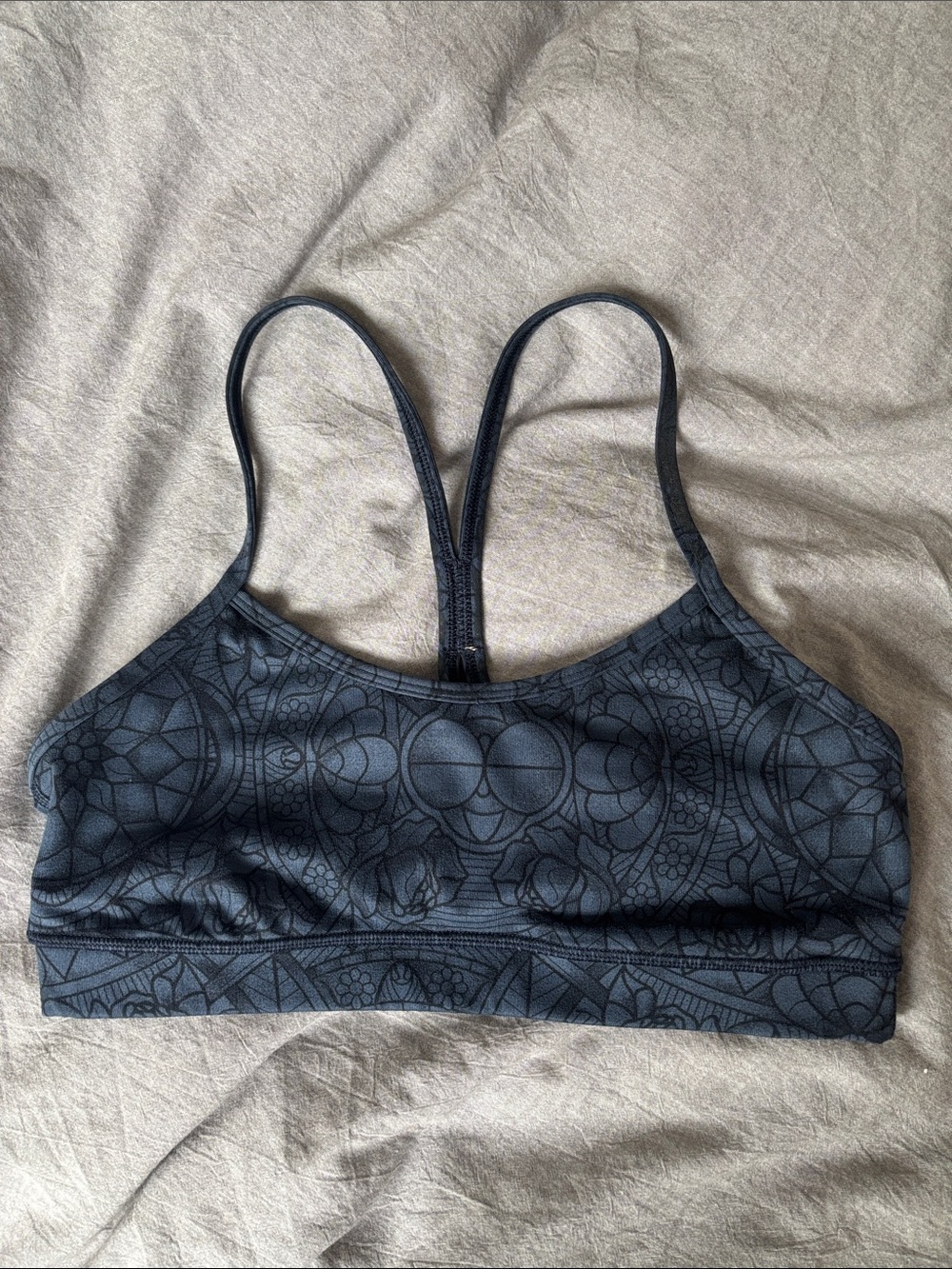 lululemon athletica Black Patterned Strappy Sports Bra
